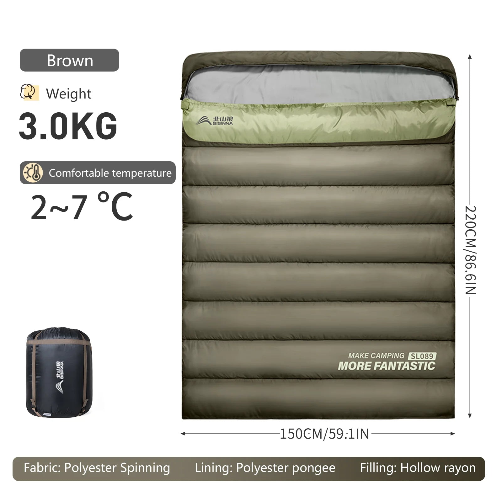 Camping Sleeping Bag for 2 People, Portable Four Seasons, Waterproof, Lightweight, Ideal for Hiking and Travel, Luxury Design, Wholesale Options Available