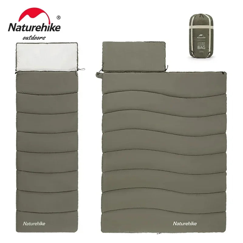 Envelope Sleeping Bag, Cotton Material, Portable Hooded Design, Single Splicable, Outdoor Camping for Adults, Luxury Quality, Wholesale Options Available