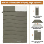 Envelope Sleeping Bag, Cotton Material, Portable Hooded Design, Single Splicable, Outdoor Camping for Adults, Luxury Quality, Wholesale Options Available