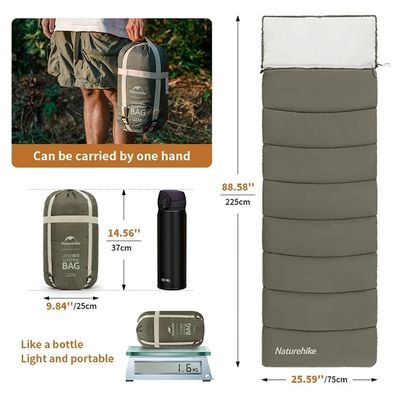 Envelope Sleeping Bag, Cotton Material, Portable Hooded Design, Single Splicable, Outdoor Camping for Adults, Luxury Quality, Wholesale Options Available