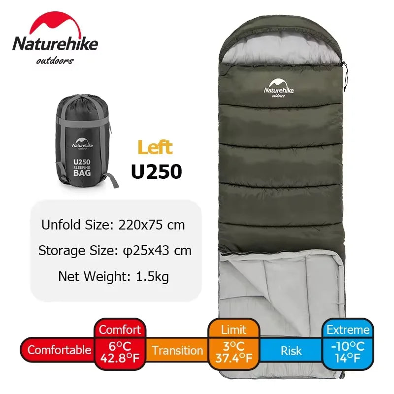 Ultralight Cotton Sleeping Bag, Waterproof, Winter Camping Accessory, Hiking Travel for Men and Women, Wholesale Luxury, Envelope Style U350