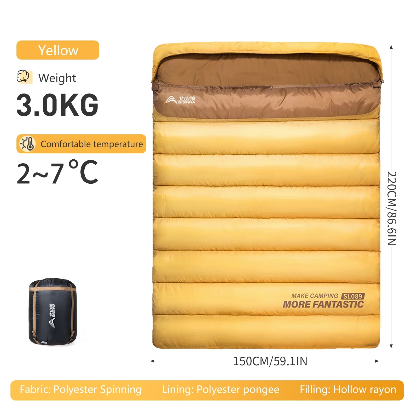Camping Sleeping Bag for 2 People, Portable Four Seasons, Waterproof, Lightweight, Ideal for Hiking and Travel, Luxury Design, Wholesale Options Available