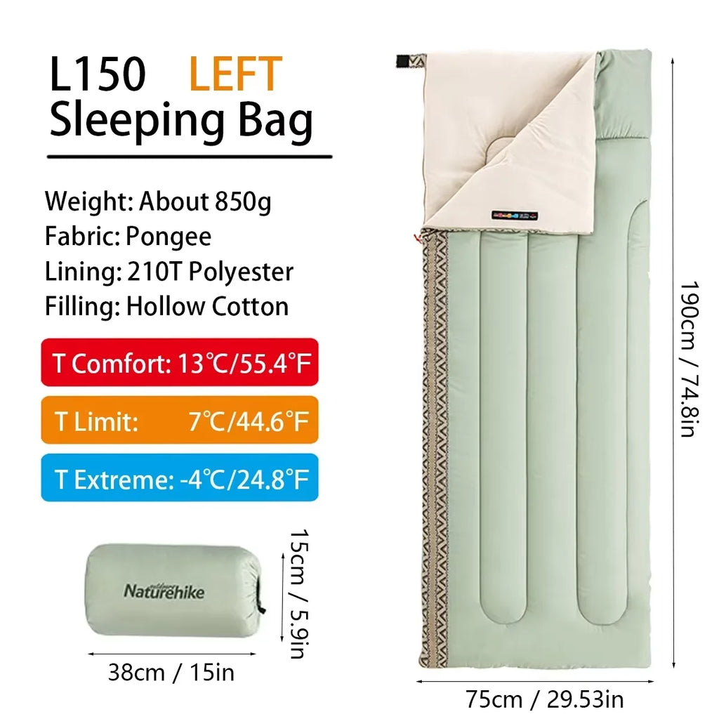 Naturehike L150 Ultralight Sleeping Bag for Adults - All-Season, Splicing Design, Ideal for Camping, Travel, and Hotel Use - Machine Washable