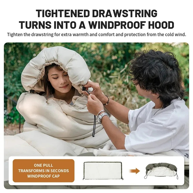 Envelope Sleeping Bag, Cotton Material, Portable Hooded Design, Single Splicable, Outdoor Camping for Adults, Luxury Quality, Wholesale Options Available