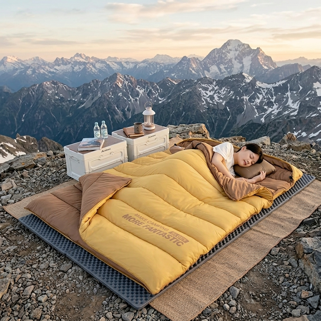 Camping Sleeping Bag for 2 People, Portable Four Seasons, Waterproof, Lightweight, Ideal for Hiking and Travel, Luxury Design, Wholesale Options Available